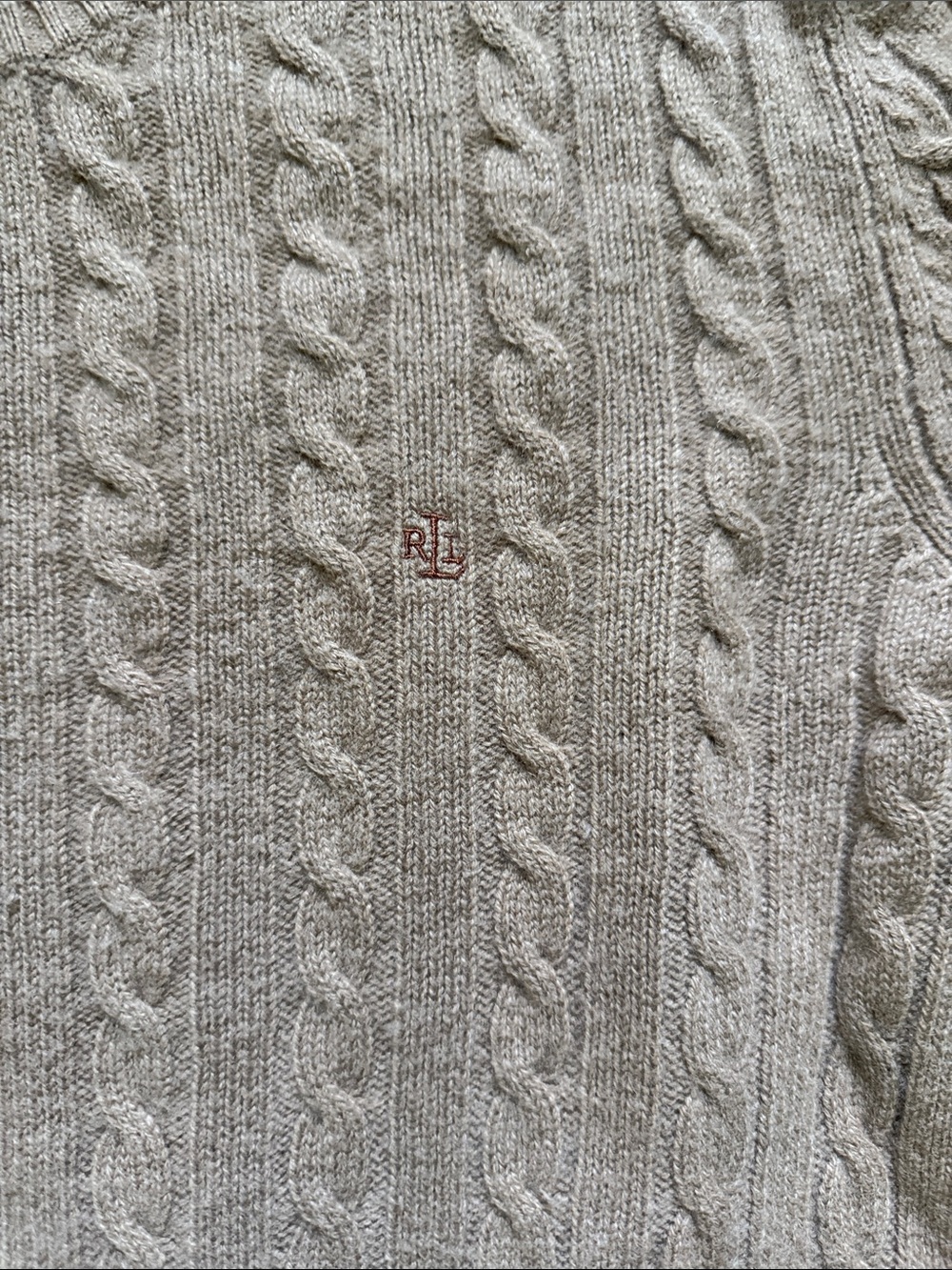 Ralph Lauren Cable-Knit Crewneck Sweater - Taupe Brown - Picture 6 of 9